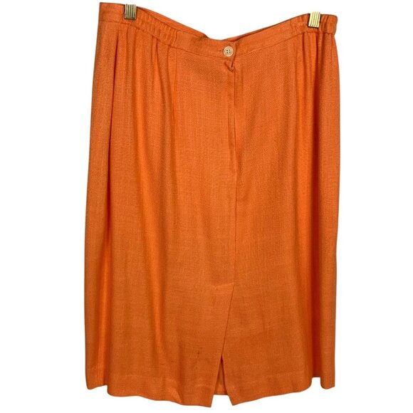 Vintage Y2K Peach Woven Skirt Suit By Susan Bristol Size 10 Blazer 14 Skirt 90s - Picture 10 of 15